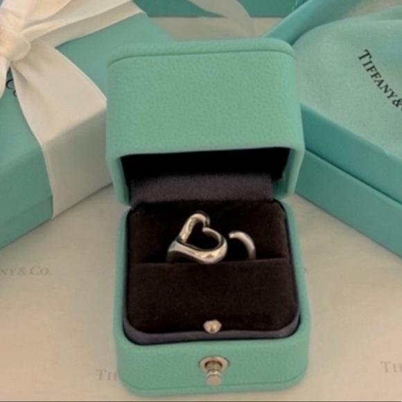 Tiffany & Co. Elsa Peretti Open Heart Ring Sterling Silver Sz. 6.5 W/ Pouch 🎁 - Picture 2 of 7